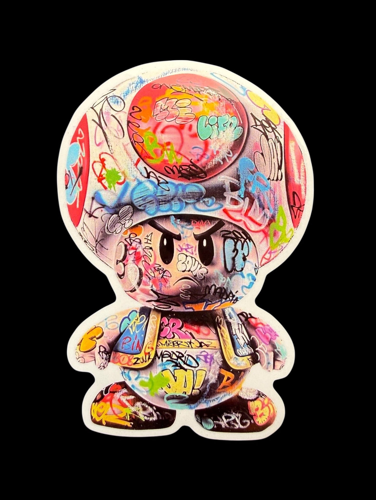 Sticker vinyle brillant Toad recouvert de graffitis Onemizer