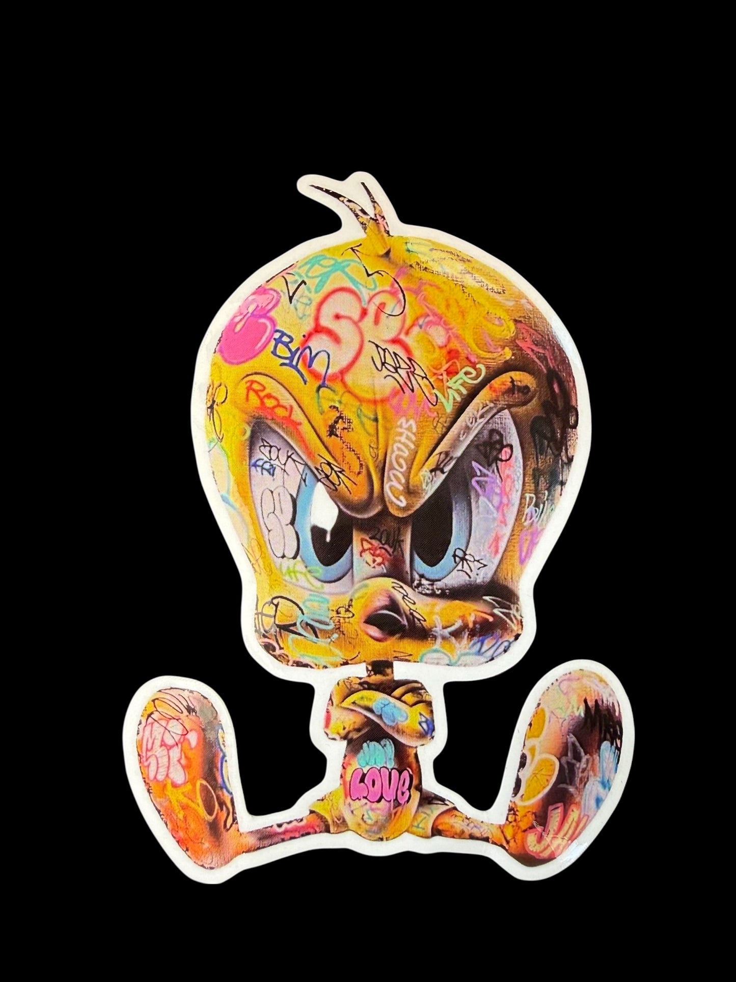 Sticker vinyle brillant Tweety recouvert de graffitis Onemizer