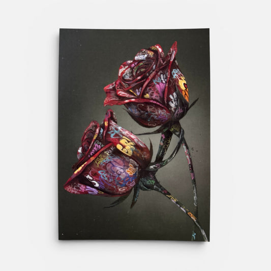Carte postale street art roses graffiti La Vie en Rose Onemizer