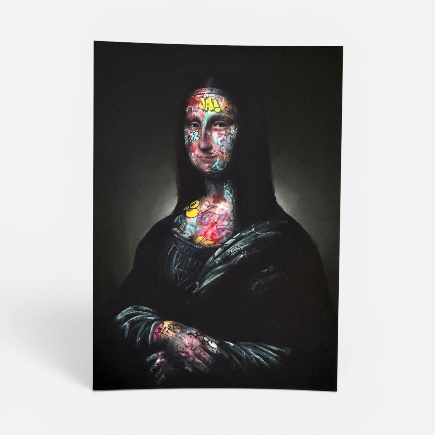 Carte postale street art Mona Lisa graffiti Mona Fitigra Onemizer
