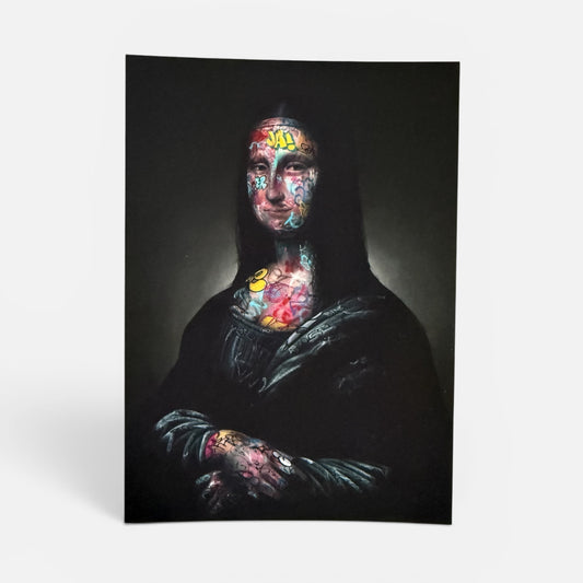 Carte postale street art Mona Lisa graffiti Mona Fitigra Onemizer