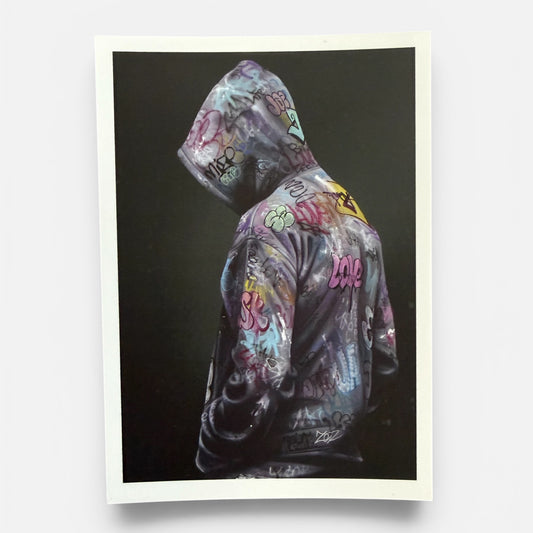Carte postale street art personnage capuche hoodie graffiti Underground 3 Onemizer