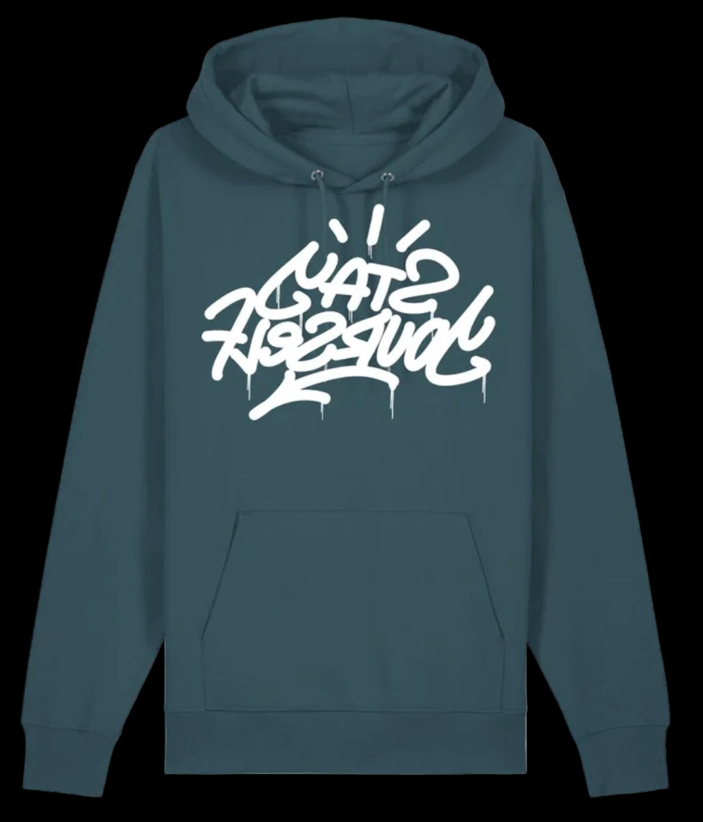 Hoodie vert Stay Yourself édition limitée par l'artiste Onemizer