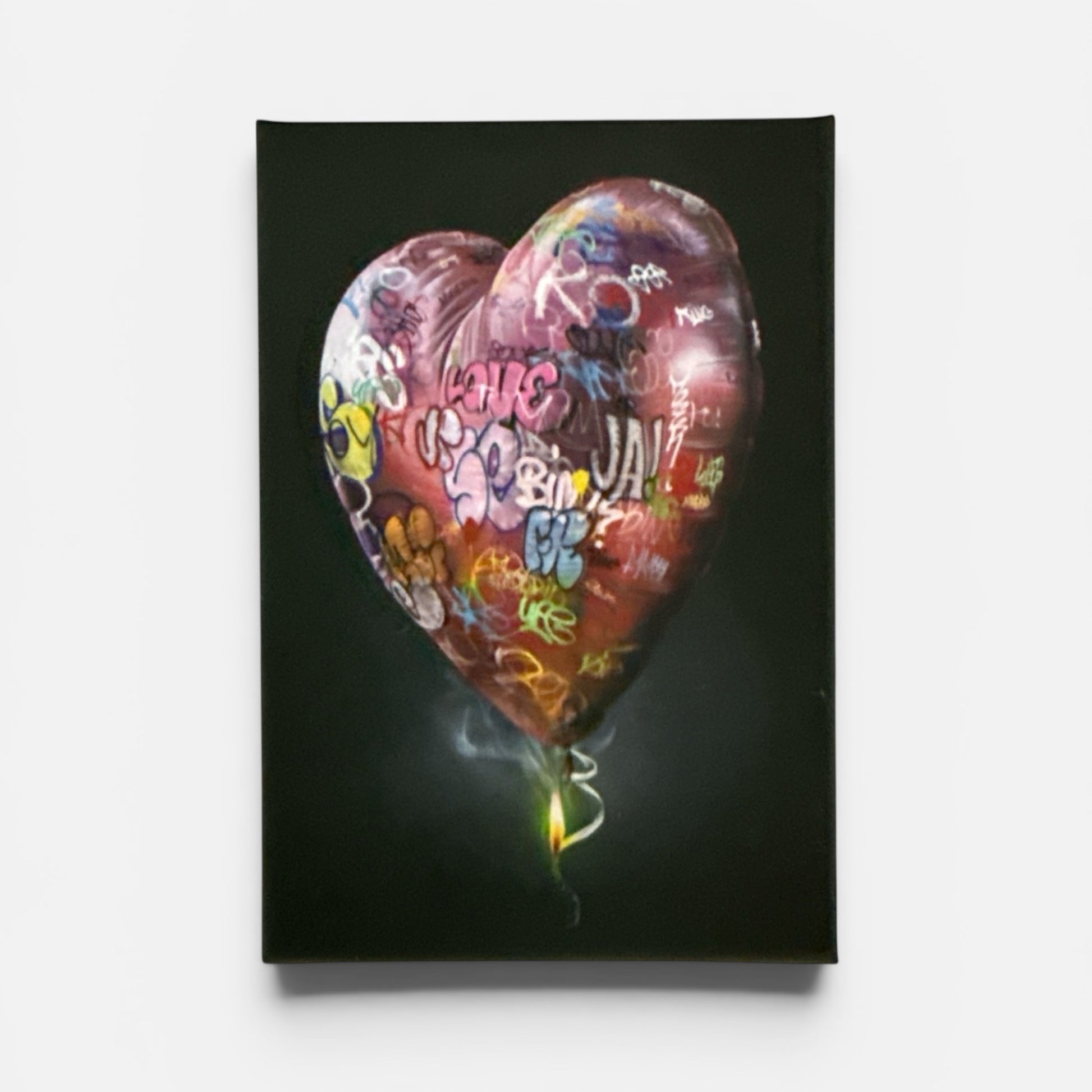 Magnet rigide ballon cœur graffiti street art Burning Love Onemizer