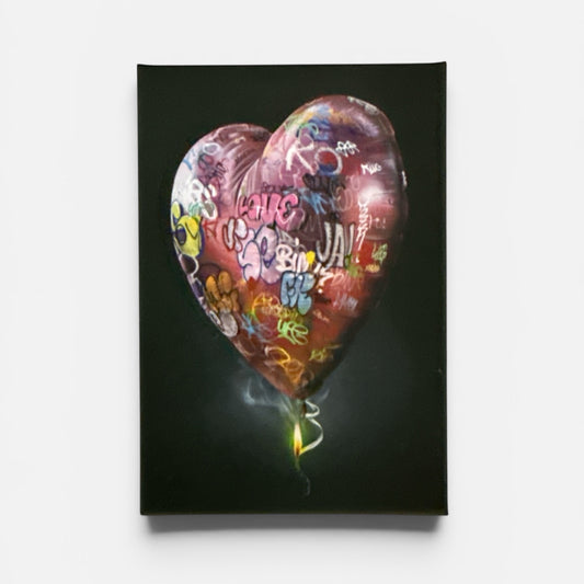 Magnet rigide ballon cœur graffiti street art Burning Love Onemizer