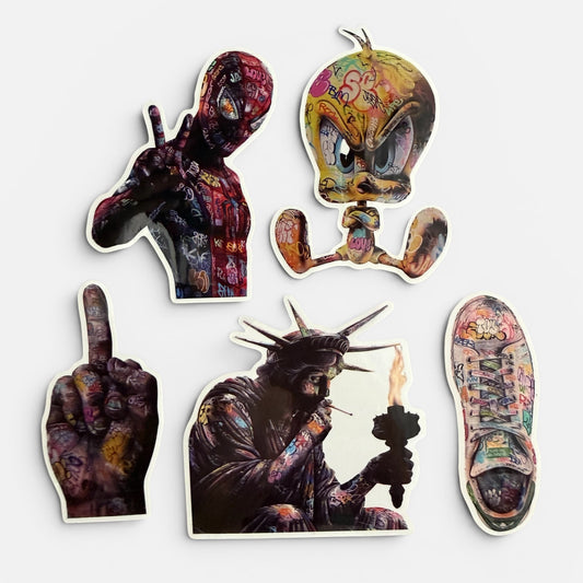 Pack 5 stickers vinyle street art graffiti UP by Onemizer