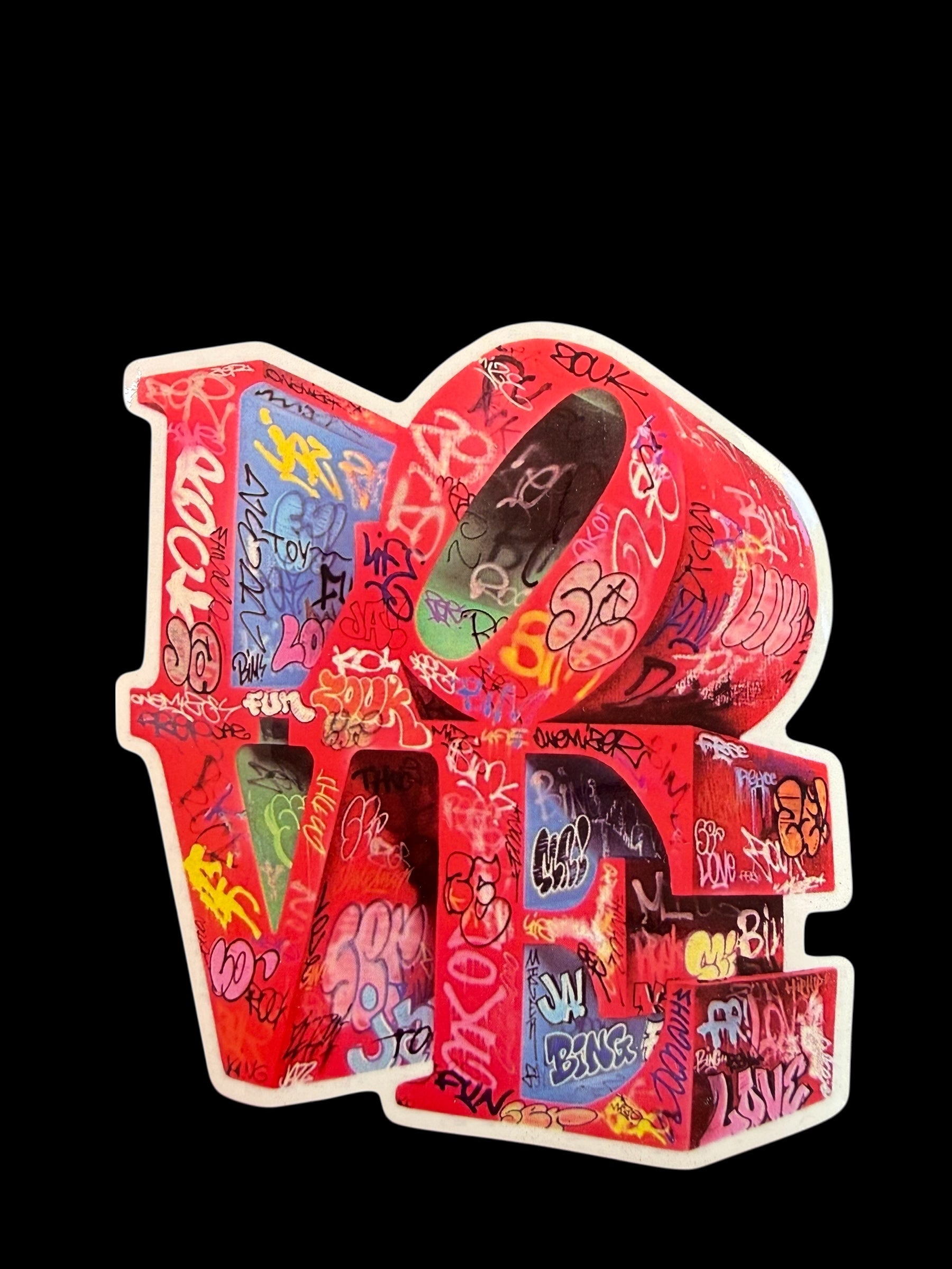 Sticker vinyle street art lettrage Love recouvert de graffitis Onemizer