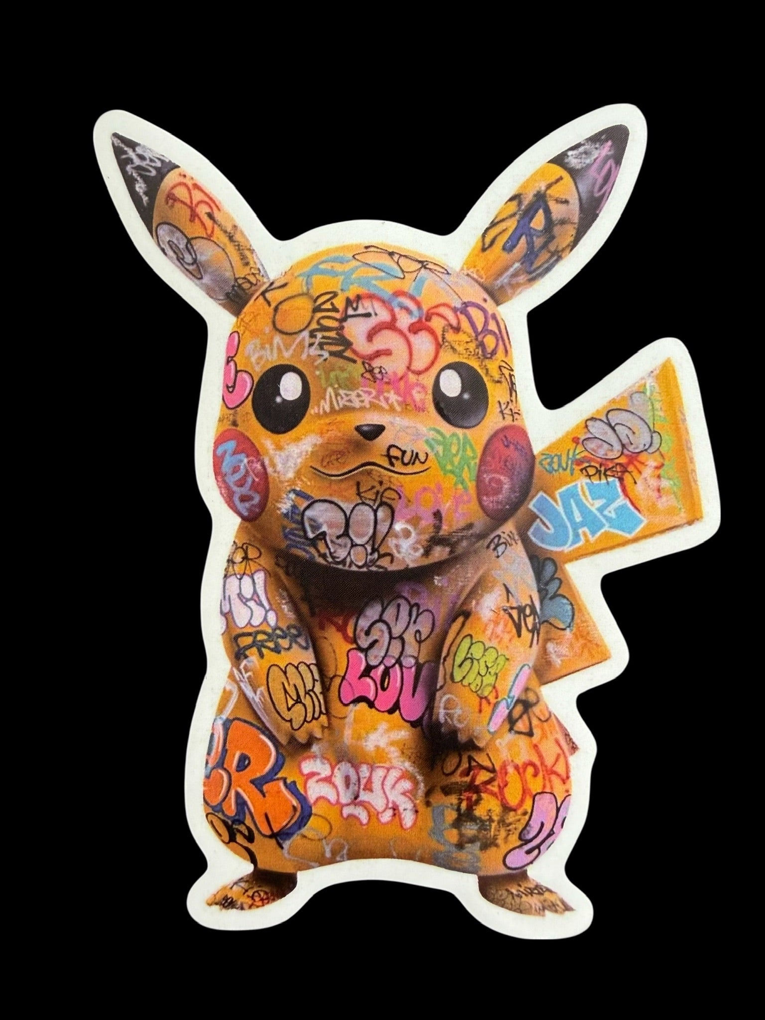 Sticker vinyle brillant Pikachu recouvert de graffitis Onemizer