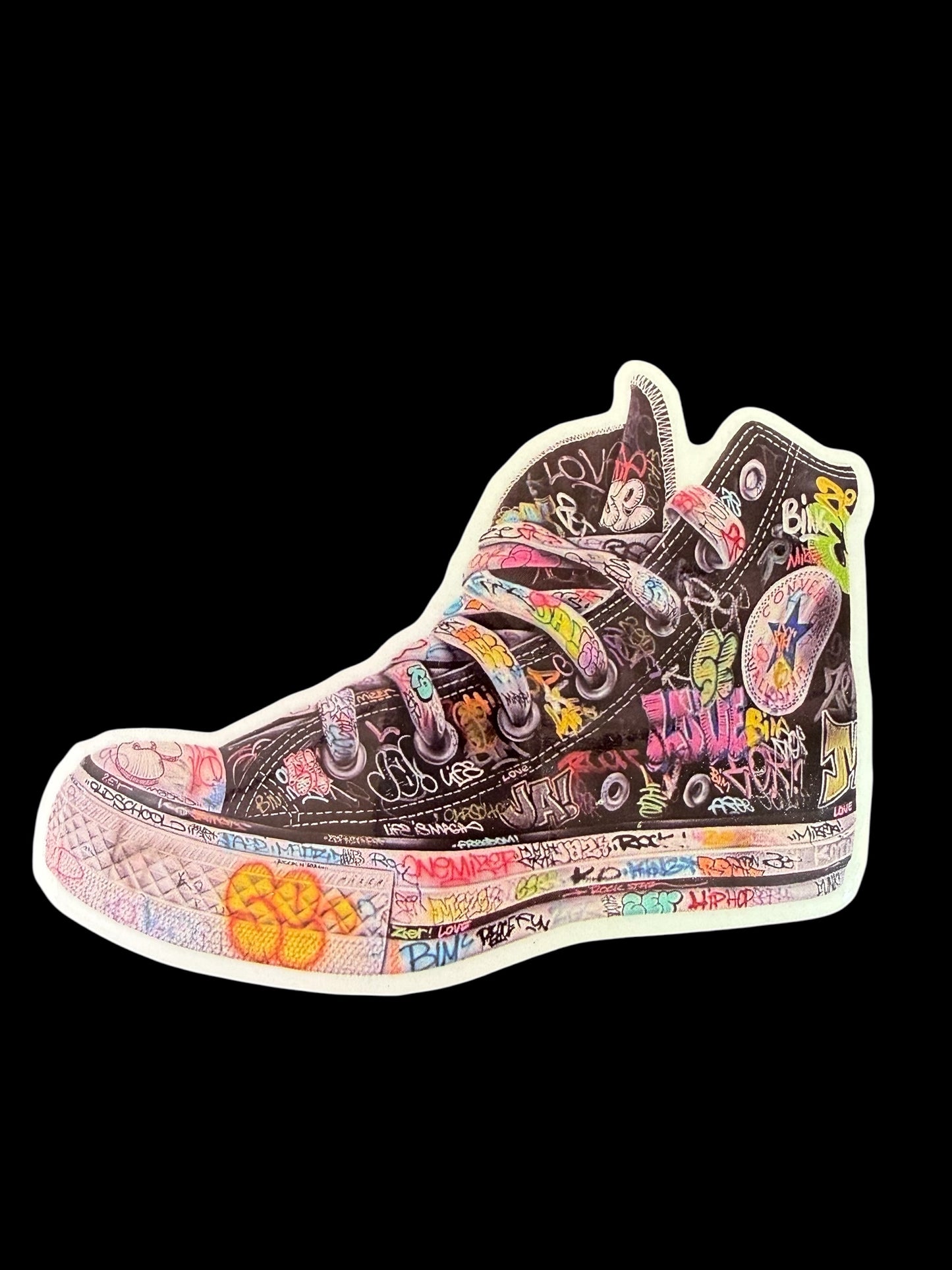 Sticker vinyle brillant sneaker recouverte de graffitis Onemizer
