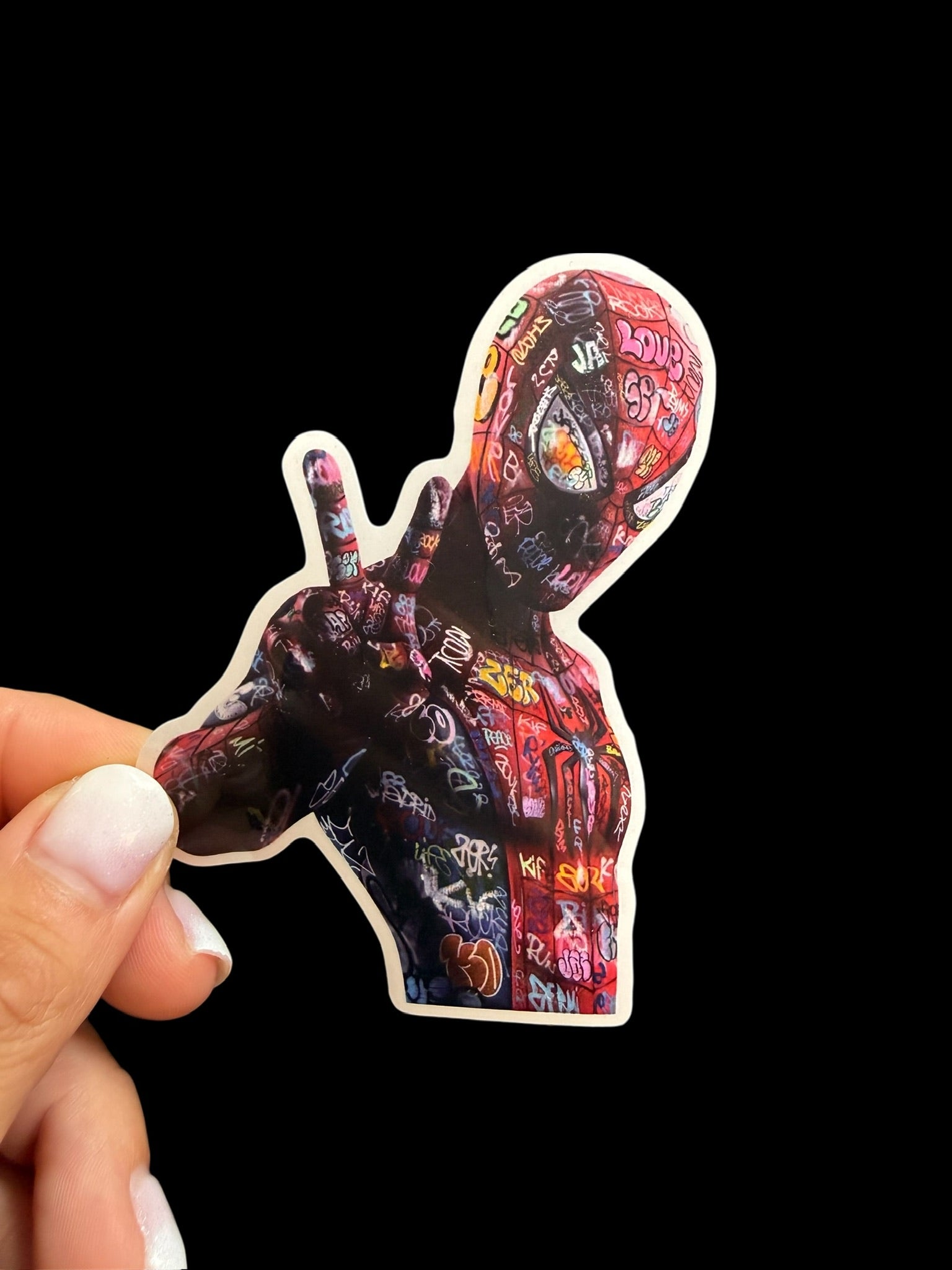Sticker vinyle Spiderman graffiti street art From NYC with Peace Onemizer