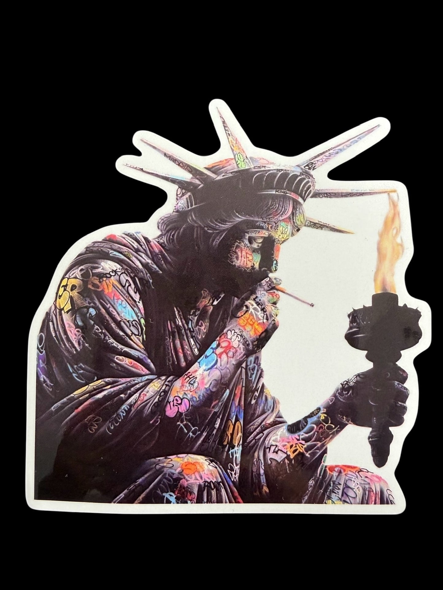 Sticker vinyle brillant Statue de la Liberté recouverte de graffitis Onemizer
