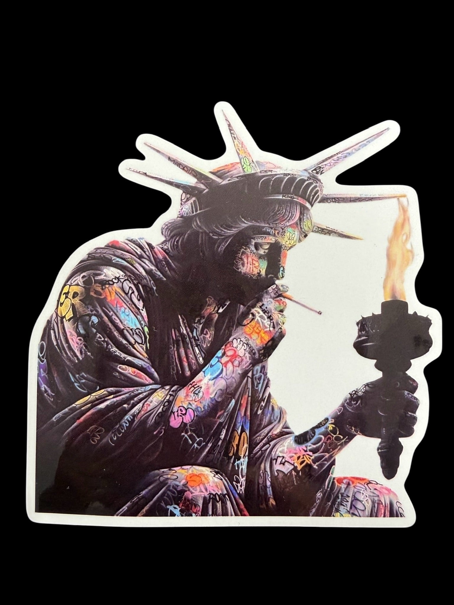 Sticker vinyle brillant Statue de la Liberté recouverte de graffitis Onemizer