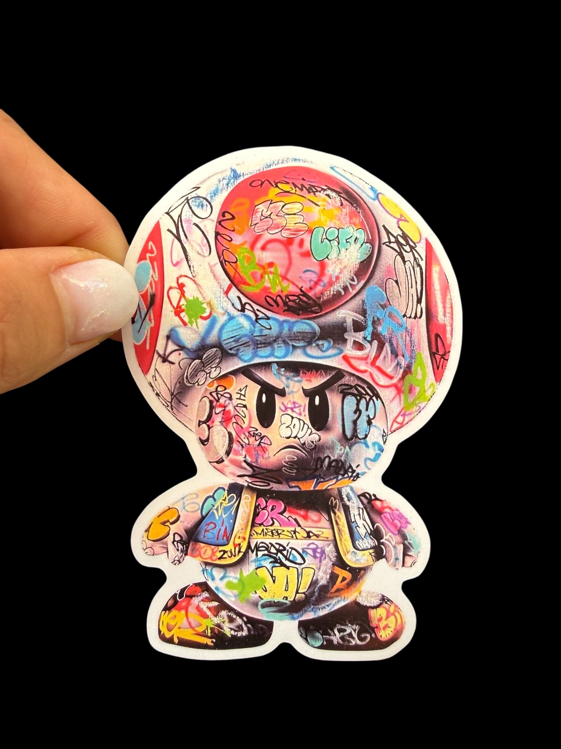 Sticker vinyle Toad Mario Bross graffiti street art Badass Toad Onemizer