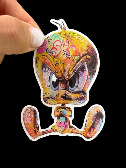 Sticker vinyle Tweety graffiti street art Badass Tweety Onemizer