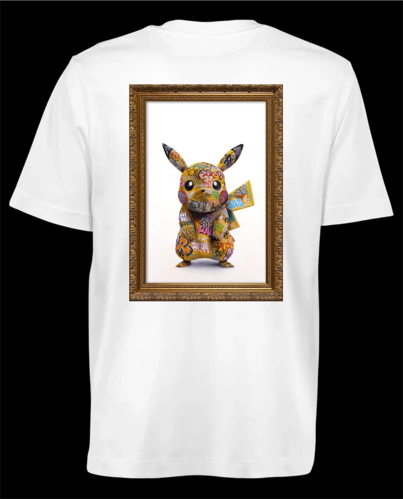 T-shirt street art Ça Pik Pik Onemizer édition limitée dos Pikachu graffiti cadre doré