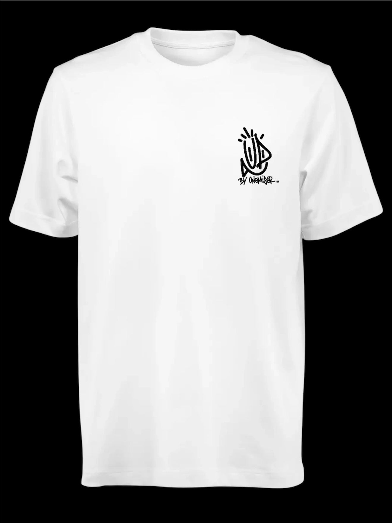 T-shirt blanc street art UP by Onemizer logo poitrine coton biologique